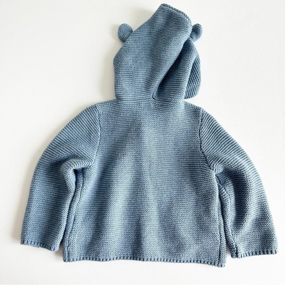 Baby Gap Baby Bear Garter Cardigan Light Indigo Blue Size 12-18 Months